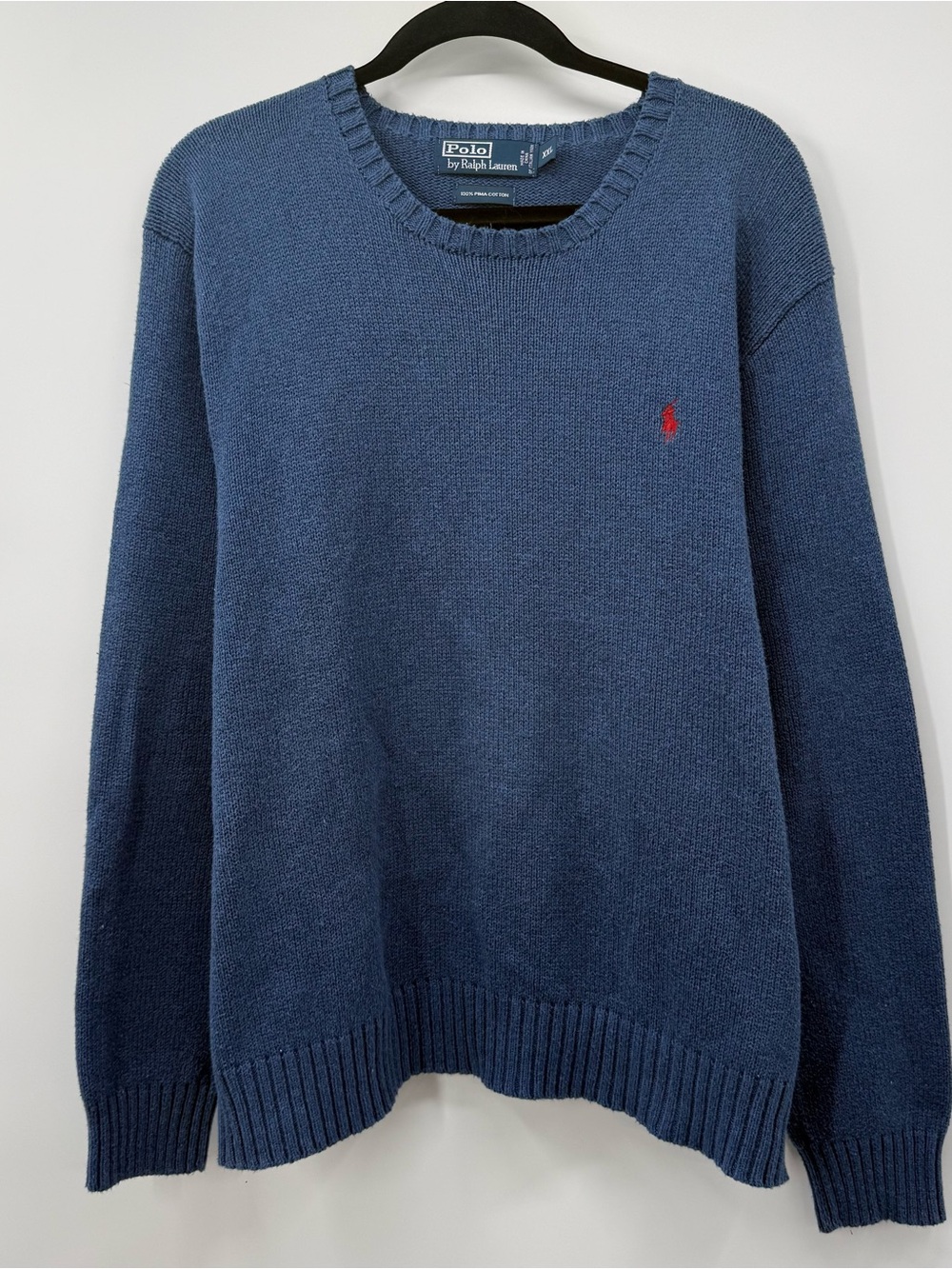 Polo by Ralph Lauren Men’s Navy Crewneck Sweater with Red Pony